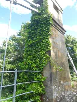 Second view of first right pillar of Whorlton Suspension Bridge, Whorlton, Teesdale July 2016